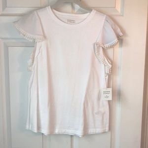 Kate Spade Broome Street White Flutter Sleeve Tee